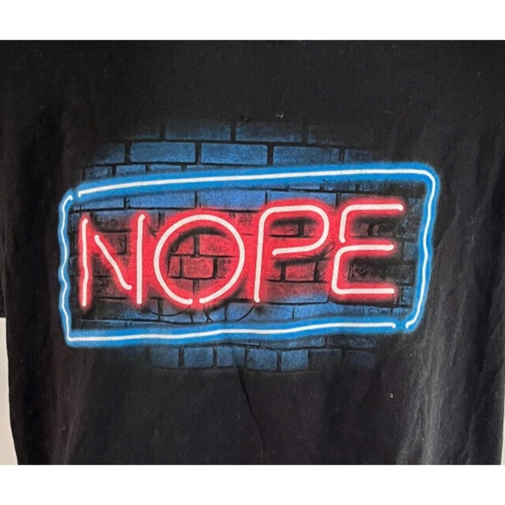 Graphics Neon NOPE Novelty Funny Tshirt Black Size Large